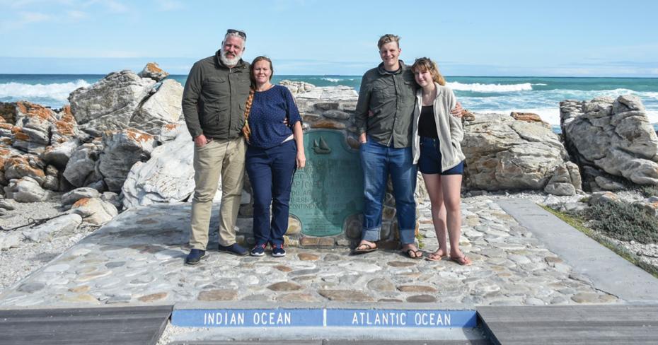 The Bell family at Cape Agulhas : Southernmost Point of Africa