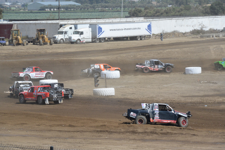 More than one truck was left tattered and pointing the wrong way on the track on Saturday.