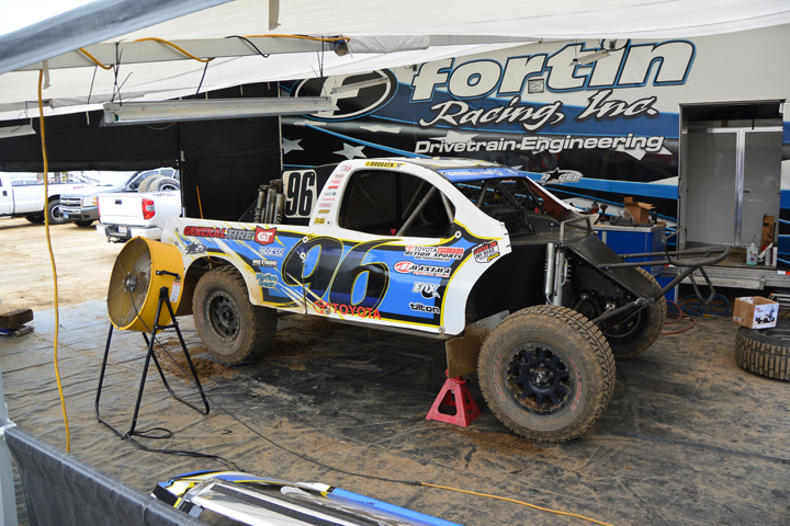 Doug Fortin’s crew worked through the night to not only fab and weld up a new front bumper, but also to replace a motor after the team decided not to take any chances after getting close to a podium finish on Saturday.