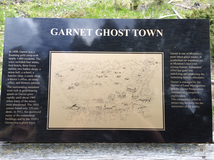 A plaque can be found above the town that explains a bit of Garnet’s history.