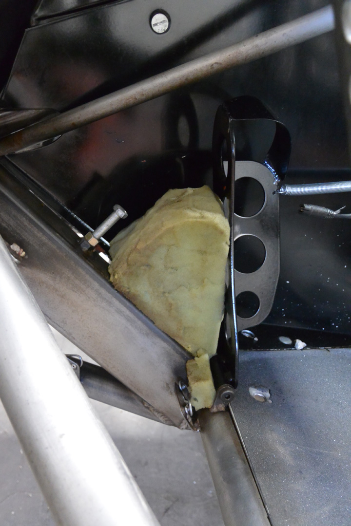 Sometimes the simplest problems can ruin a race effort. After getting some dirt clods lodged under the throttle pedal (preventing Brooks from accelerating), they decided the simplest solution was to put some easily-collapsible foam under the pedal to prevent any foreign matter from entering and getting stuck under the pedal. 
